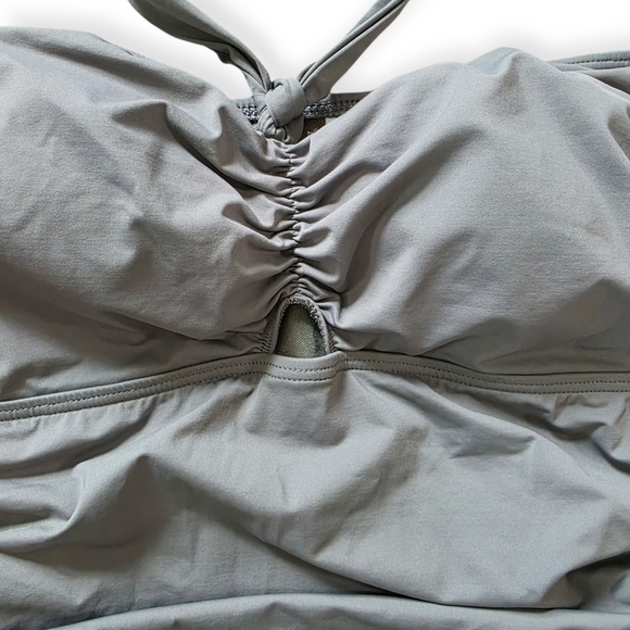 Tommy Bahama Bandeau Halter  One Piece Swimsuit, Gray, Size 16 - Picture 3 of 11